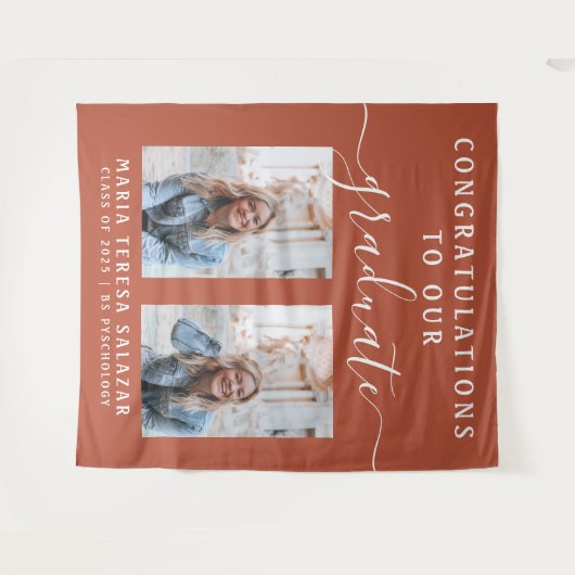 Script Calligraphy Two Photo Afstuderen | SINAASAP Wandkleed (Voorkant (horizontaal))