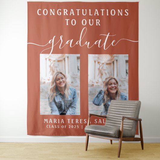 Script Calligraphy Two Photo Afstuderen | SINAASAP Wandkleed (In situ)