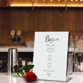 Script Calligraphy Wedding Drinken Menu Sign Reclamebord Met Voetstuk
