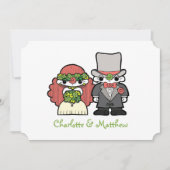 Script Cartoon Characters Whimsical Wedding Kaart (Voorkant)