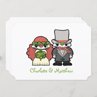 Script Cartoon Characters Whimsical Wedding Kaart