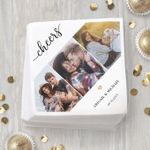 Script Cheers 3 Fotocollage & Gold Heart Wedding Servet
