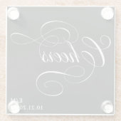 Script Cheers | Aangepast Moody Black Weddenschap Glazen Onderzetter (Achterkant)