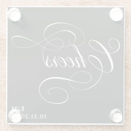  Script Cheers | Aangepast Moody Black Weddenschap Glazen Onderzetter (Achterkant)