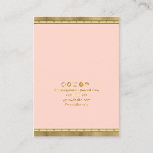 Script Chic Roos Gouden Sieraden Oorbel Display Visitekaartje (Achterkant)