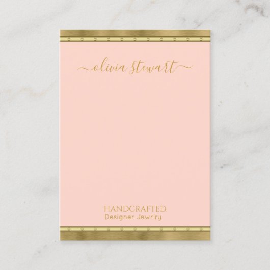 Script Chic Roos Gouden Sieraden Oorbel Display Visitekaartje (Voorkant)
