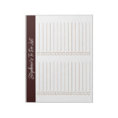 Script Chocolate Brown 8.5x11 Tweecoloms Checklist Notitieblok (Linkerzijde)
