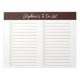 Script Chocolate Brown 8.5x11 Tweecoloms Checklist Notitieblok