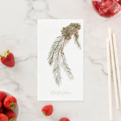 Script Christ is Born Pine Cone White Servet (Insitu)