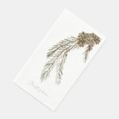 Script Christ is Born Pine Cone White Servet (Hoek)