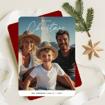 Script Christmas Beachy Nautical Family Kinder fot Feestdagenkaart<br><div class="desc">Stuur je geliefden deze schattige familie kerstkaart met een strandfoto. Het is leuk,  eenvoudig en perfect voor het delen van vakantie glimlachen!</div>