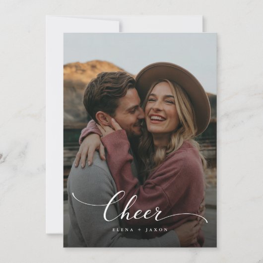 Script Christmas Cheer Pas getrouwd Mr & Mrs Foto Feestdagenkaart (Voorkant)