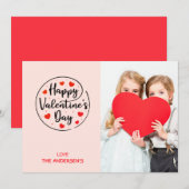 Script Circle Heart Happy Valentine's Day Foto Feestdagenkaart (Voorkant / Achterkant)