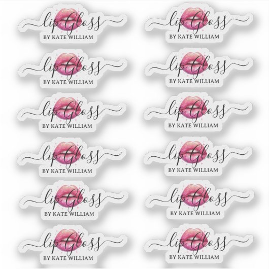 Script Clear Pink Lip Gloss Labels (Voorkant)