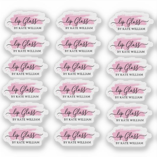 Script Clear Pink Lip Gloss Labels (Voorkant)