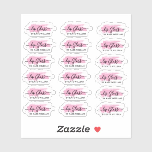 Script Clear Pink Lip Gloss Labels (Vel)