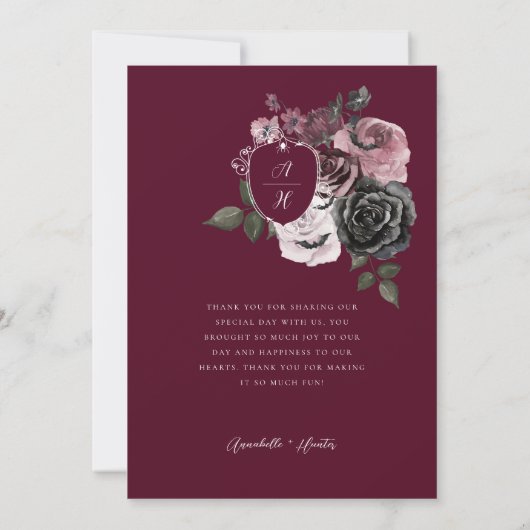 Script Coffin foto Gotische Halloween bruiloft Bedankkaart (Achterkant)