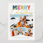 Script Collage Prettig Kerstfeest Folie Kerstkaart Feestdagenkaart (Voorkant)