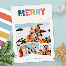 Script Collage Prettig Kerstmis Folie Kerstkaart Feestdagenkaart