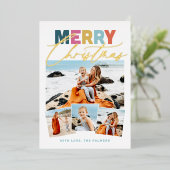 Script Collage Prettig Kerstmis Folie Kerstkaart Feestdagenkaart (Staand Voorkant)