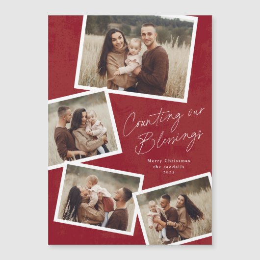 Script Collage Religieuze Magnetische Kerst Kaart (Voorkant)