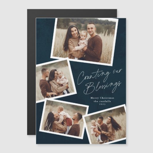 Script Collage Religieuze Magnetische Kerst Kaart (Voorkant / Achterkant)