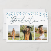 Script Confetti | Foto Collage Afstuderen Kaart (Voorkant)