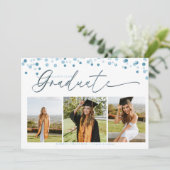 Script Confetti | Foto Collage Afstuderen Kaart (Staand voorkant)