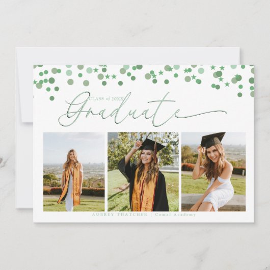 Script Confetti |  Photo Collage Graduation  Kaart (Voorkant)