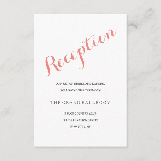 Script Coral Pink | Receptie Enclosure Kaart (Voorkant)
