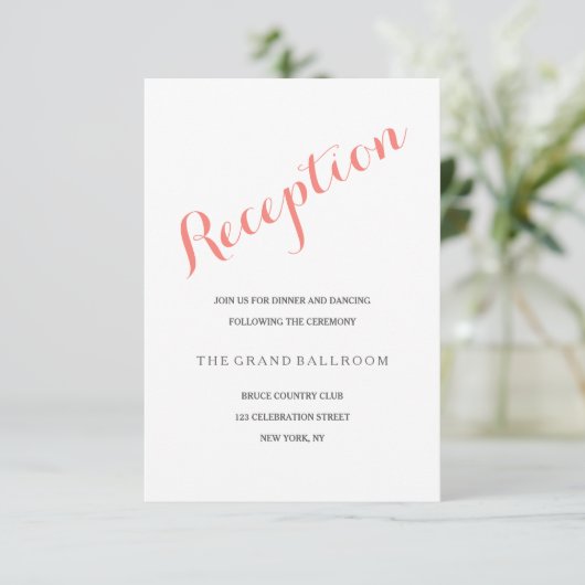 Script Coral Pink | Receptie Enclosure Kaart (Staand voorkant)