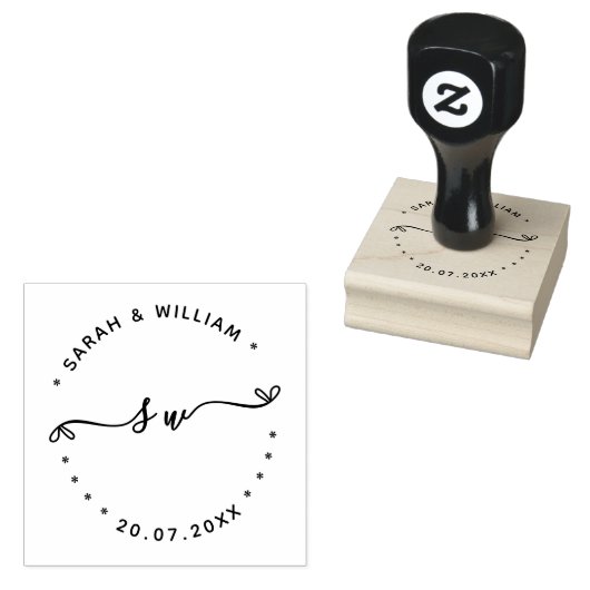 Script Couple Name initial Save the date Wedding Rubberstempel (Gestempeld)