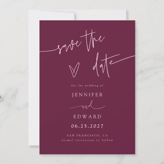 Script Cranberry Trouwkaart Save The Date (Voorkant)