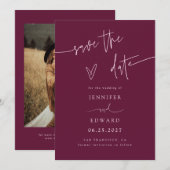 Script Cranberry Trouwkaart Save The Date (Voorkant / Achterkant)