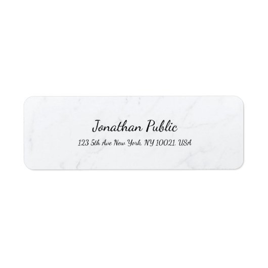 Script Cursief Tekst Marmer Elegant Minimalistisch Etiket (Voorkant)