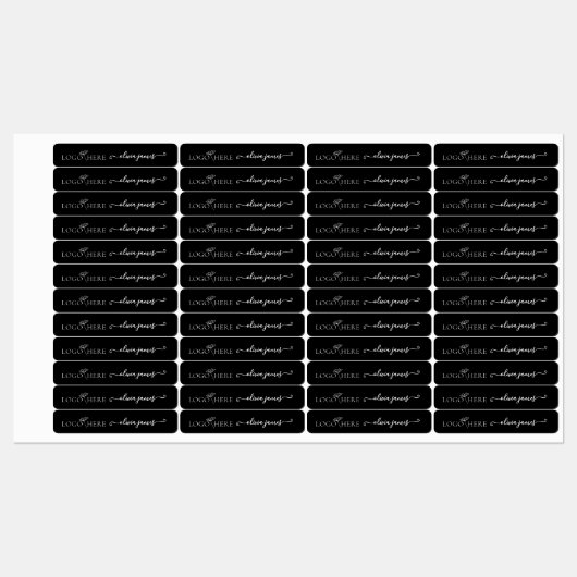 Script Custom logo en tekst zwarte stof kleding Labels (Vel)