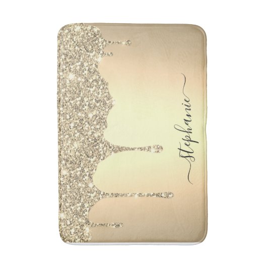 Script Custom Name Gold Glitter Drift Luxury Badmat (Voorkant Verticaal)