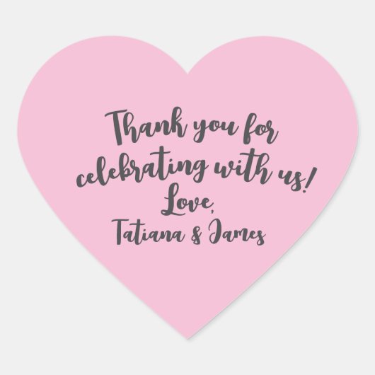 Script Custom Thank You Heart Favoriet Hart Sticker (Voorkant)
