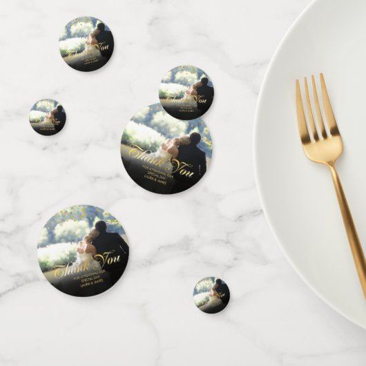 Script Dank Je Foto Gouden Confetti (Groep)