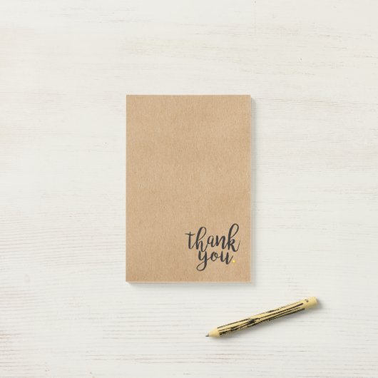 Script Dank Je Goud Liefde Hart Rustieke Kraft Post-it® Notes (Op bureau)