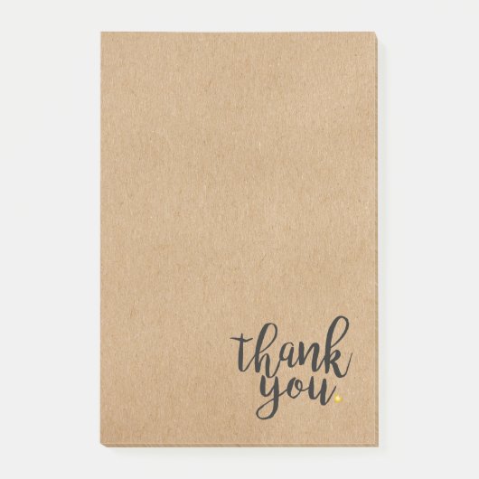 Script Dank Je Goud Liefde Hart Rustieke Kraft Post-it® Notes (Voorkant)