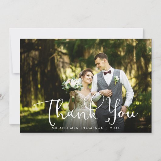 Script Dank Je Gouden Hartjes Trouwfoto Bedankkaart (Voorkant)