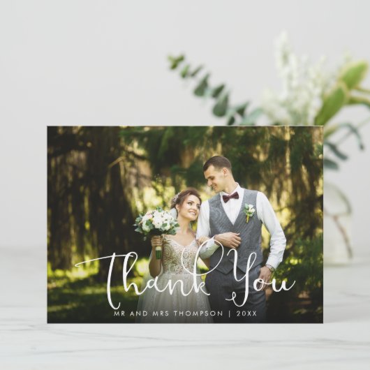 Script Dank Je Gouden Hartjes Trouwfoto Bedankkaart (Staand voorkant)