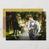 Script Dank Je Gouden Hartjes Trouwfoto Bedankkaart (Voorkant / Achterkant)