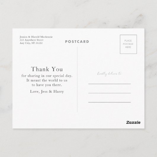 Script Dank u bruiloft Briefkaart (Achterkant)