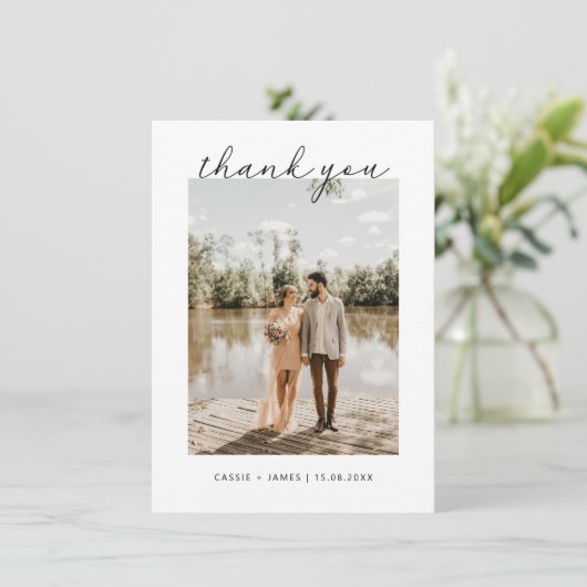 Script Dank u Huwelijksfotokaart Bedankkaart (Staand voorkant)