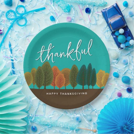 Script Dankbare Thanksgiving Diner Gepersonaliseer Papieren Bordje (Feest)