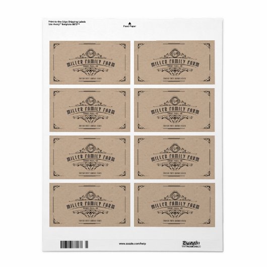  Script Decoratief Ornament Egg Carton Etiket (Full Sheet)
