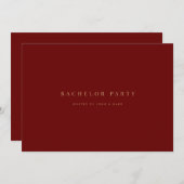 Script Deep Red Bachelor Party Invitation Kaart (Voorkant / Achterkant)
