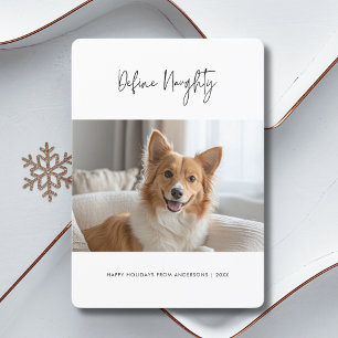 Script Definieer Naughty Christmas Dog Pet Foto Feestdagenkaart